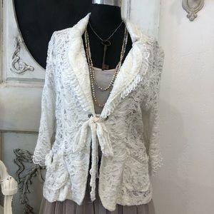 Lace cream peplum top by Real